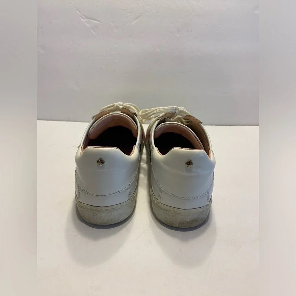KATE SPADE EVERHART FLORAL LEATHER SHOES EMBROIDERED WHITE SNEAKERS SIZE 9.5